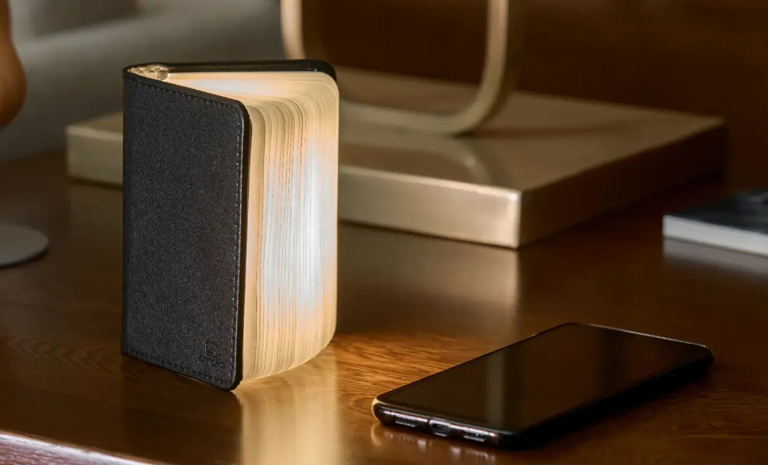Clearance Gingko - LED Smart Booklight - Black Leather - Large