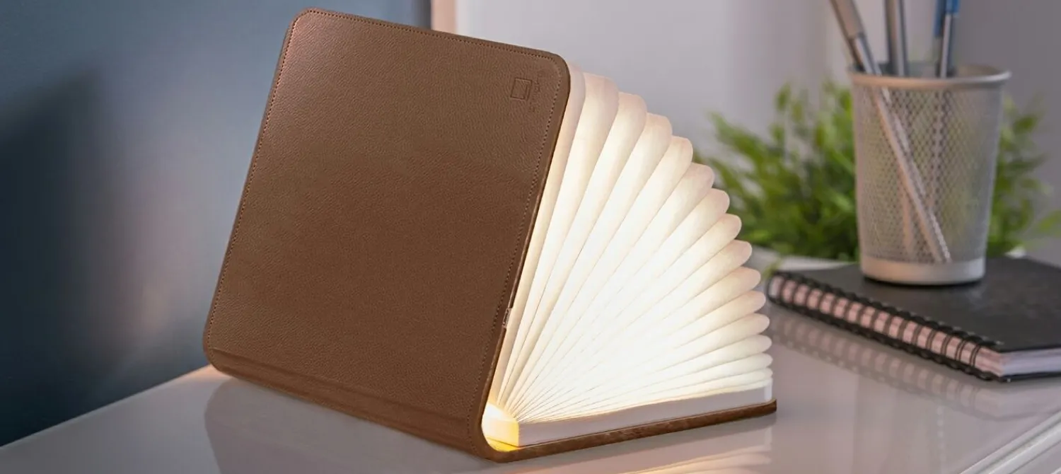 Clearance Gingko - LED Smart Booklight - Brown Leather - Large