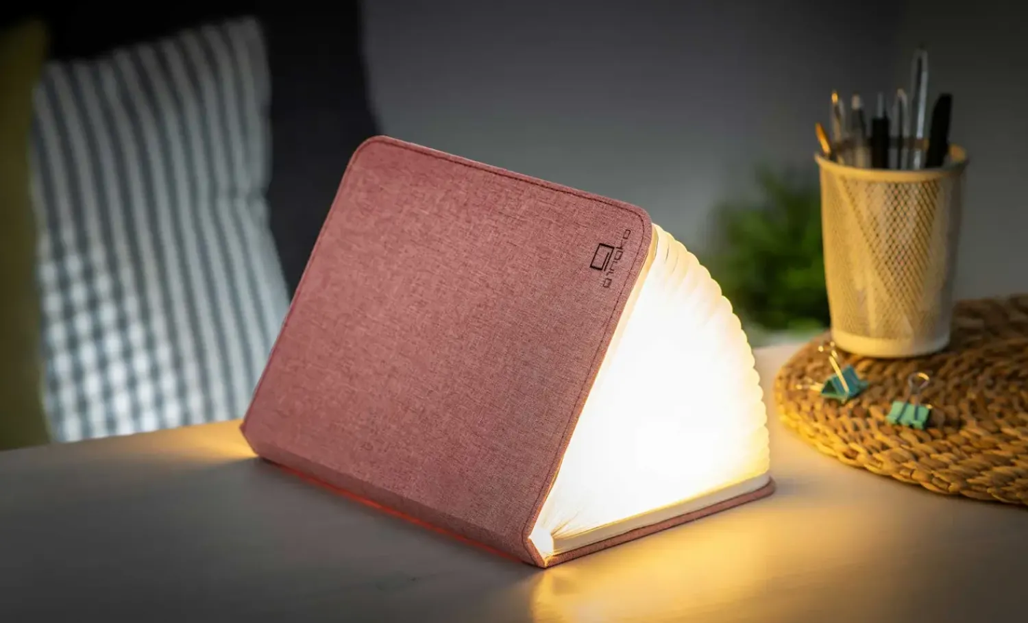 Clearance Gingko - LED Smart Fabric Booklight- Blush Pink