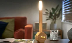 Gingko - Octagon One Plus Portable Alarm Clock Desk Light Bamboo