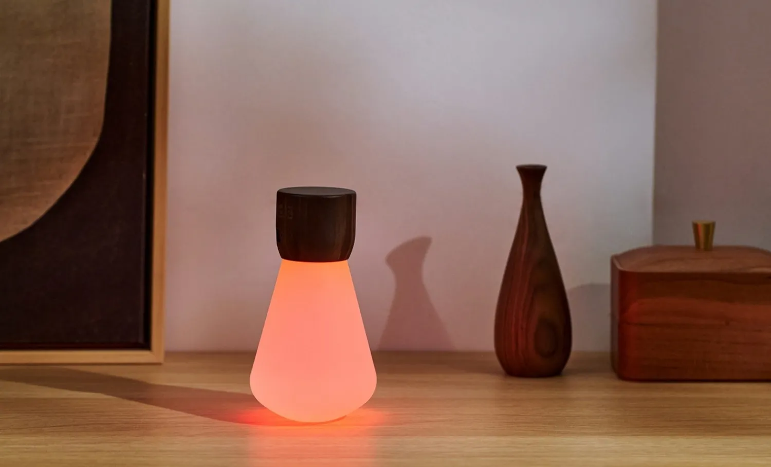 Clearance Gingko - Pentagon Light bulb Lamp Mini Natural Walnut Wood