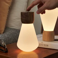 Clearance Gingko - Pentagon Light bulb Lamp Large Natural Walnut Wood
