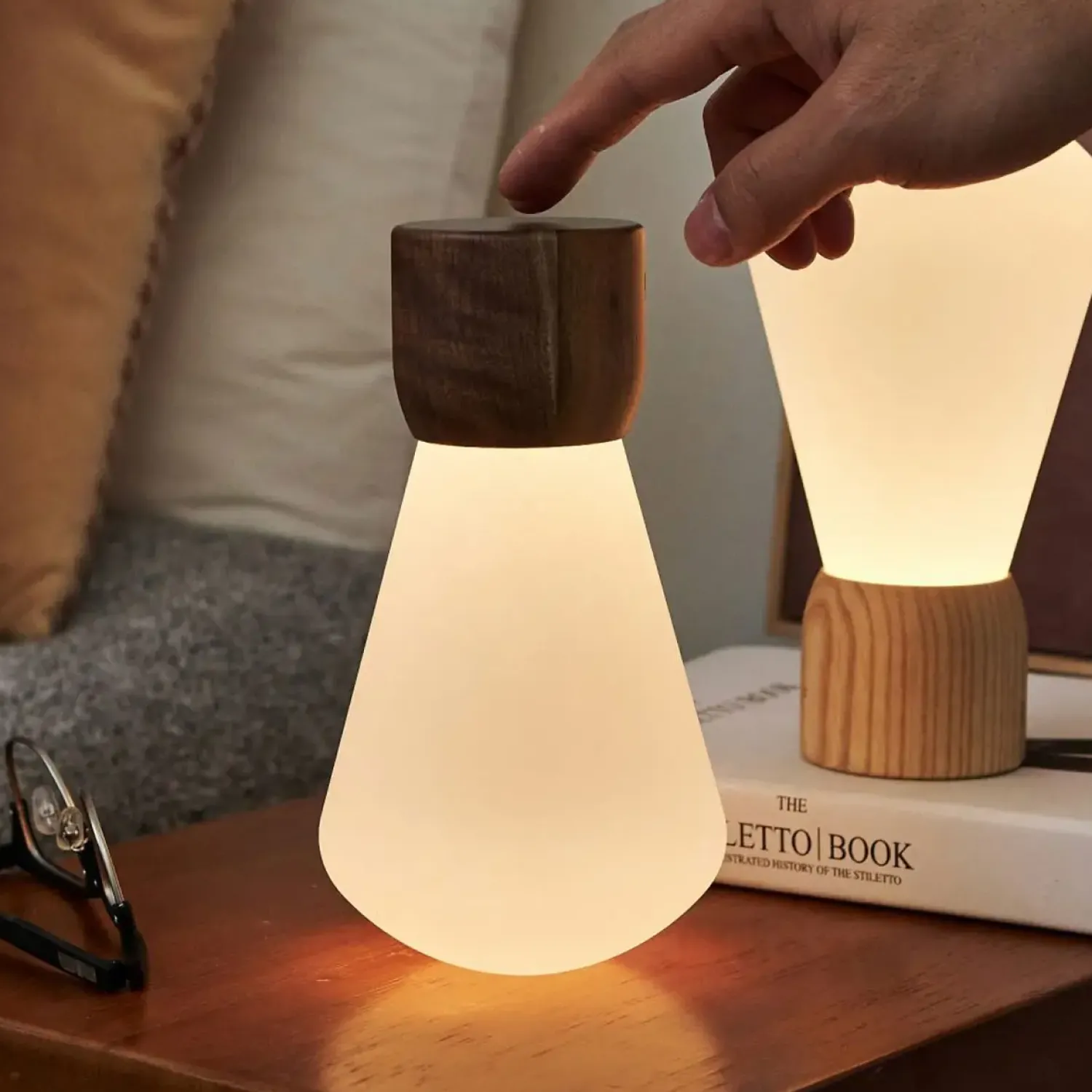 Clearance Gingko - Pentagon Light bulb Lamp Large Natural Walnut Wood