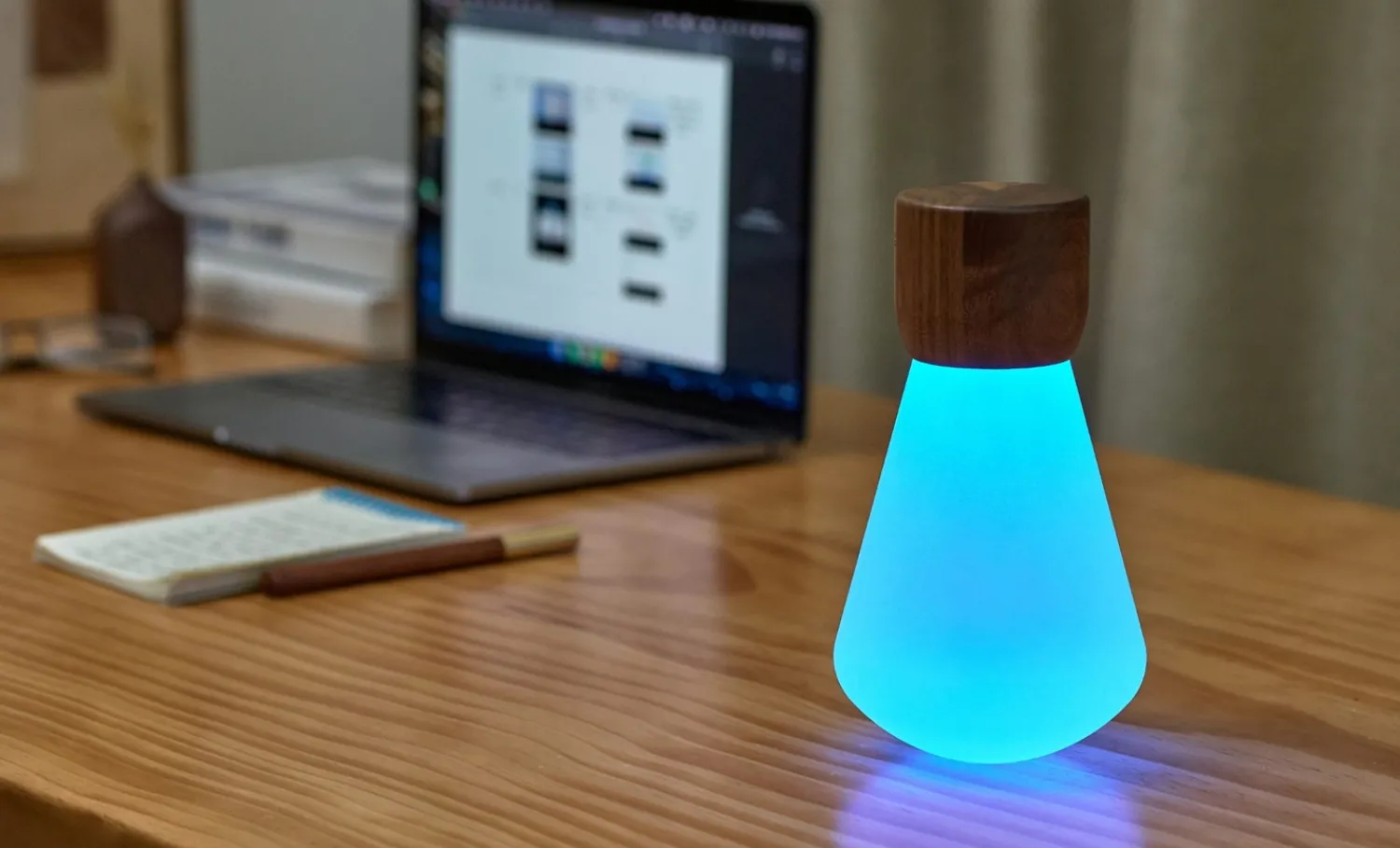 Clearance Gingko - Pentagon Light bulb Lamp Large Natural Walnut Wood
