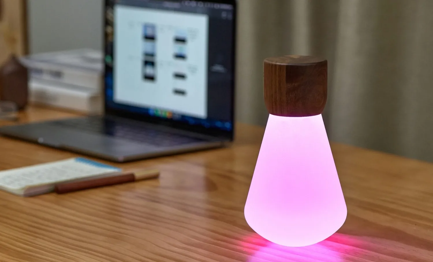 Clearance Gingko - Pentagon Light bulb Lamp Large Natural Walnut Wood