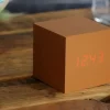 Discount Gingko - Wooden Cube Click Clock Copper / Red LED