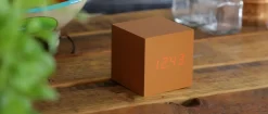 Discount Gingko - Wooden Cube Click Clock Copper / Red LED