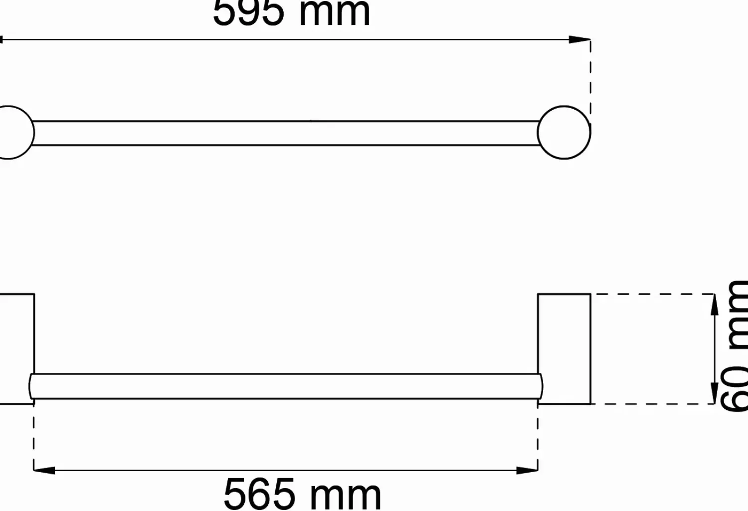 Discount Habo - Håndklædestang enkelt 1368 - Sort - B: 59,5 cm