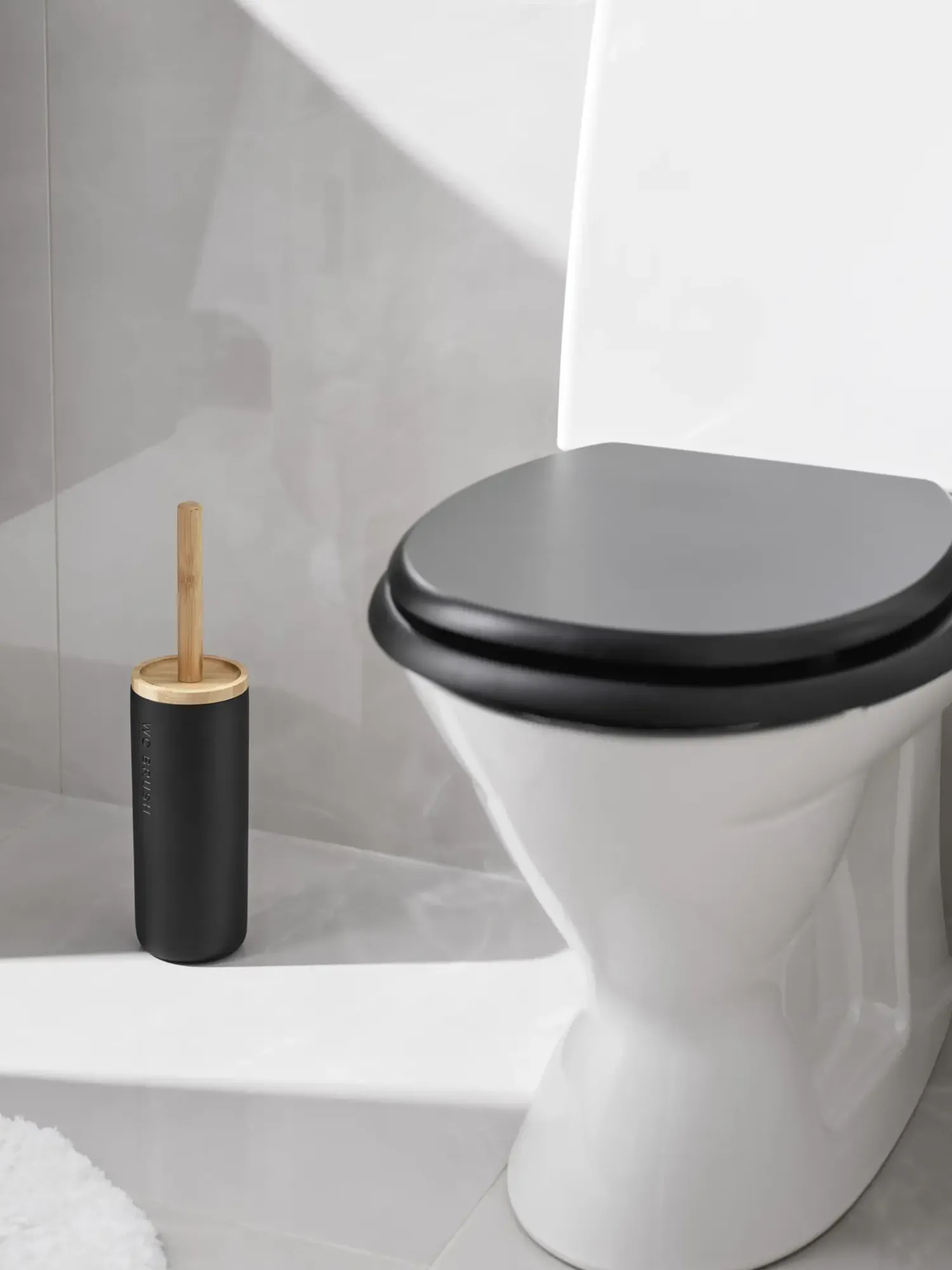 Clearance Habo - Toiletbørstesæt - Nature og Sort - H: 37 cm