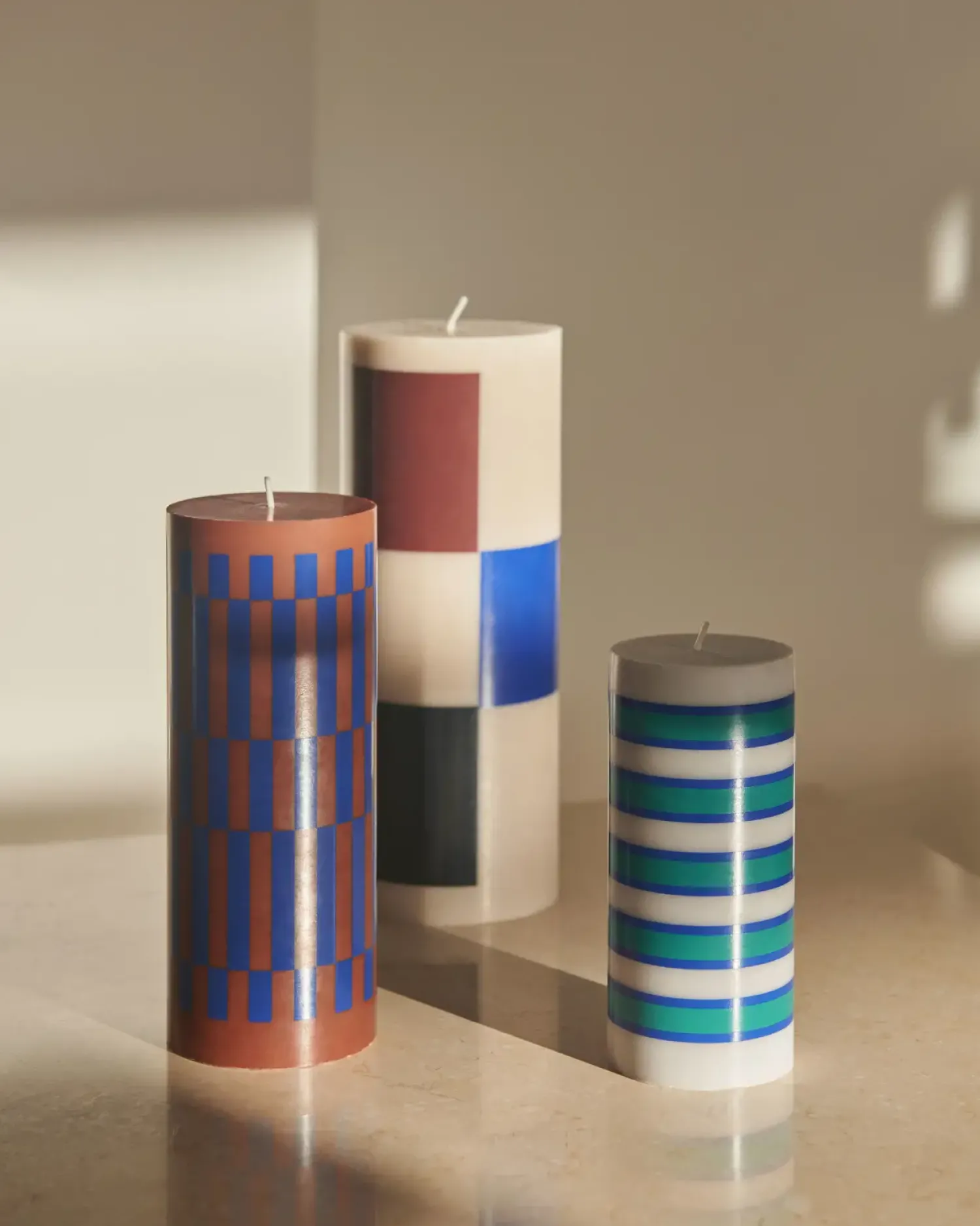 Online Hay - Bloklys - Column - Large - Milky green & Dark Blue