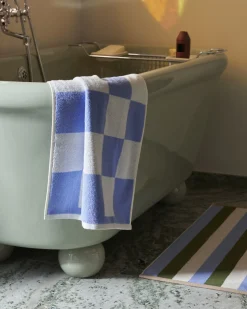 Best Hay - Check Bath Mat (Organic) - W50 x L90 - Steel Blue - Steel blue - 479