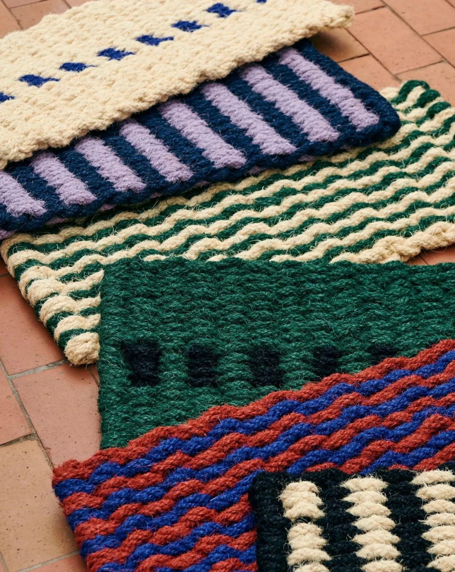 Discount Hay - Coco dørmåtte - Stripe Wave - Brown & Navy - 40x80 cm