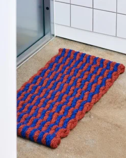 Discount Hay - Coco dørmåtte - Stripe Wave - Brown & Navy - 40x80 cm