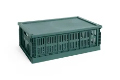 Online Hay Colour Crate Lid Plastic - Large - Dark green