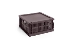 New Hay Colour Crate Lid Plastic - Medium Square / Cube - Bordeaux