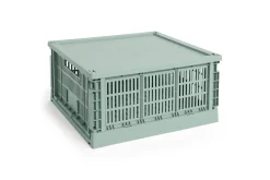 Outlet Hay Colour Crate Lid Plastic - Medium Square / Cube - Sage green