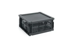 Hot Hay Colour Crate Lid Plastic - Medium Square / Cube - Charcoal