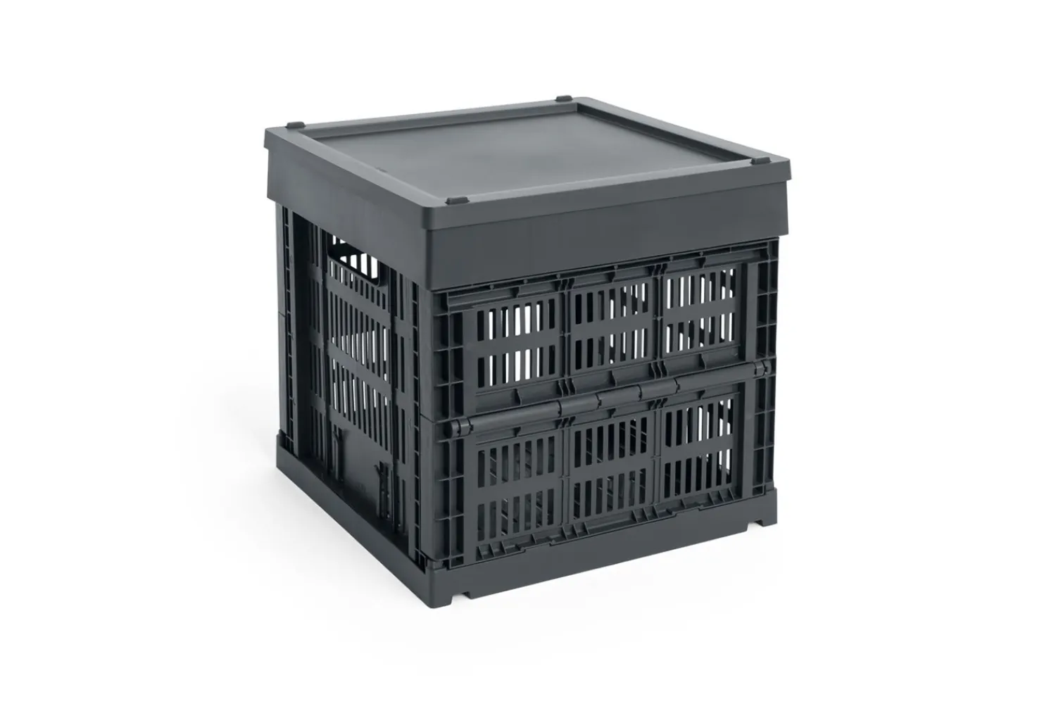 Hot Hay Colour Crate Lid Plastic - Medium Square / Cube - Charcoal