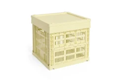 Hay Colour Crate Lid Plastic - Medium Square / Cube - Light yellow