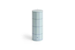 Best Hay - Column Candle - Light blue with blue grid check