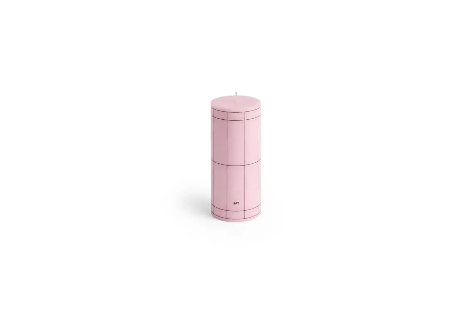 New Hay - Column Candle - Light pink with bordeaux grid