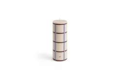 New Hay - Column Candle - Off-white, bordeaux, blue and silver
