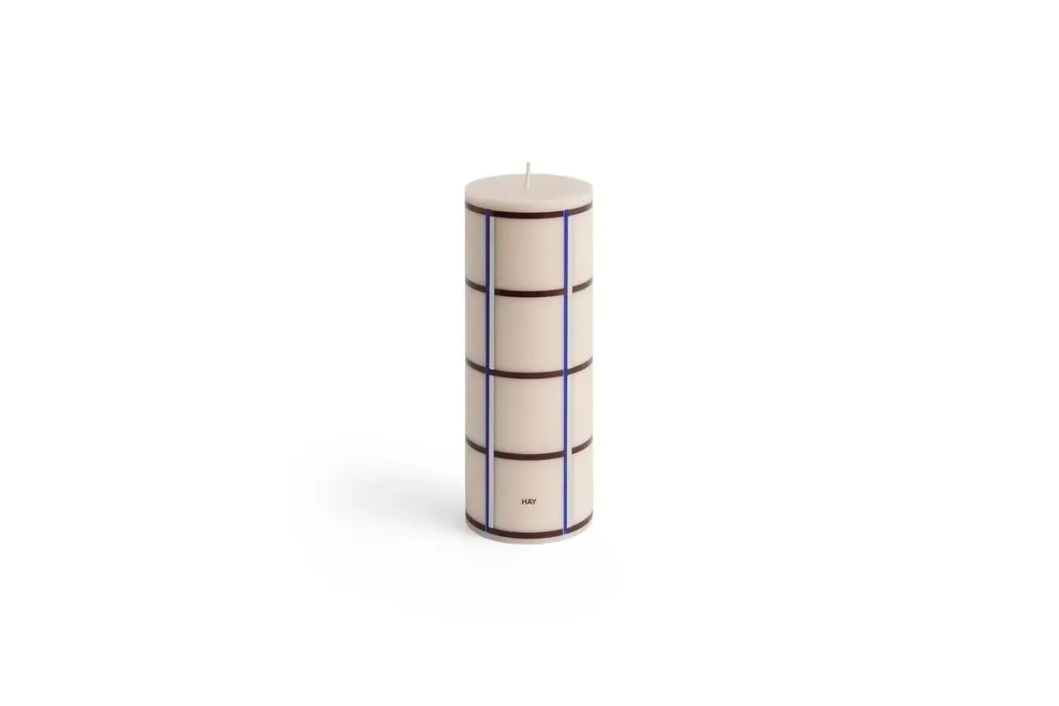 New Hay - Column Candle - Off-white, bordeaux, blue and silver