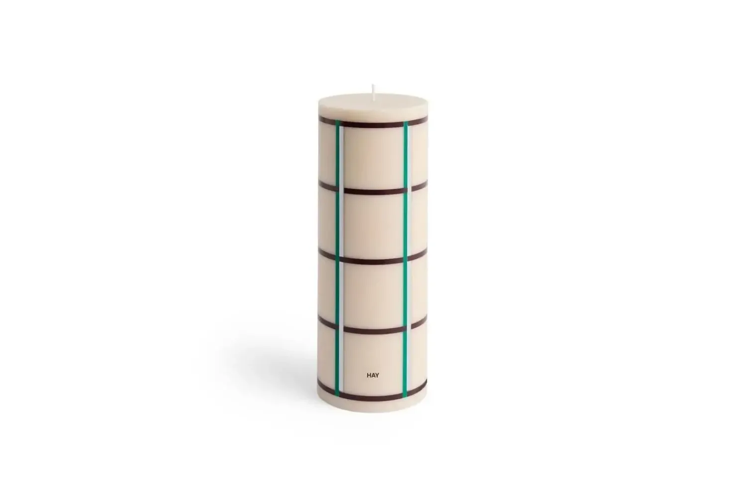 Clearance Hay - Column Candle - Off-white, green bordeaux and silver