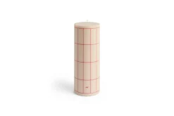 Clearance Hay - Column Candle - Off-white with red grid check