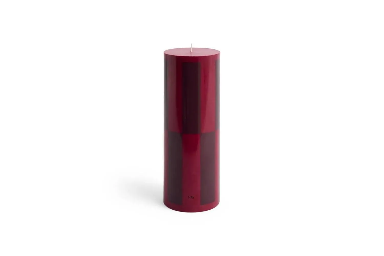 New Hay - Column Candle - Wine with bordeaux large check