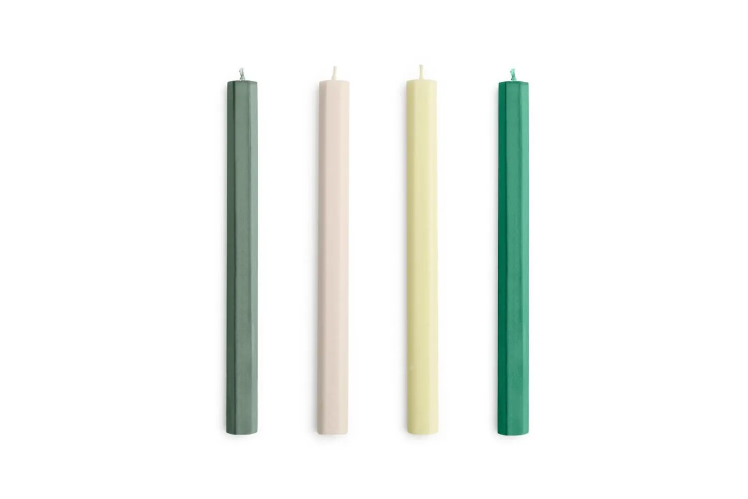 Online Hay - Hexagon Candle - Greens and whites, Set of 4