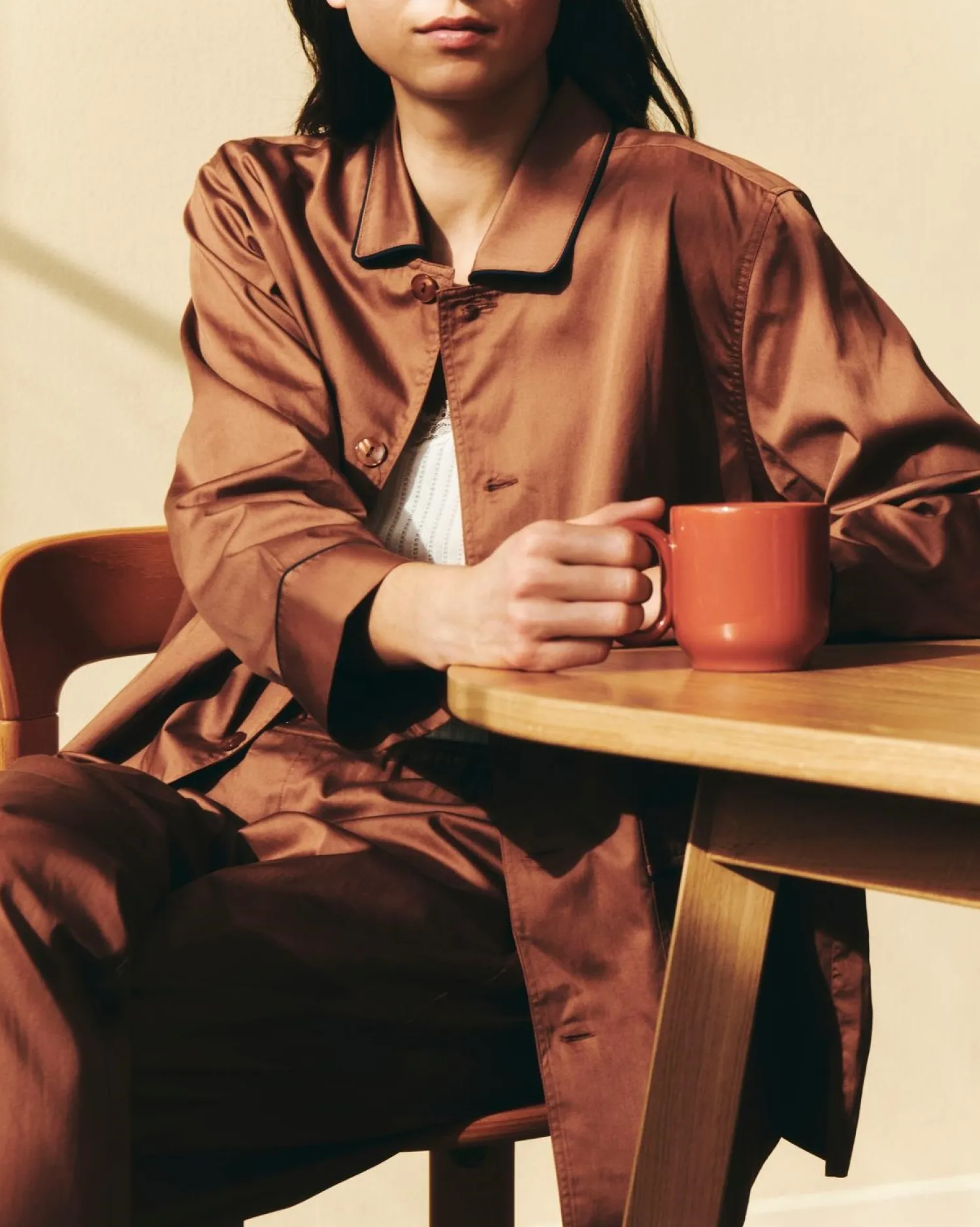 Best Hay - Outline Pyjama - Langærmet Shirt - XS/S - Milk Chocolate