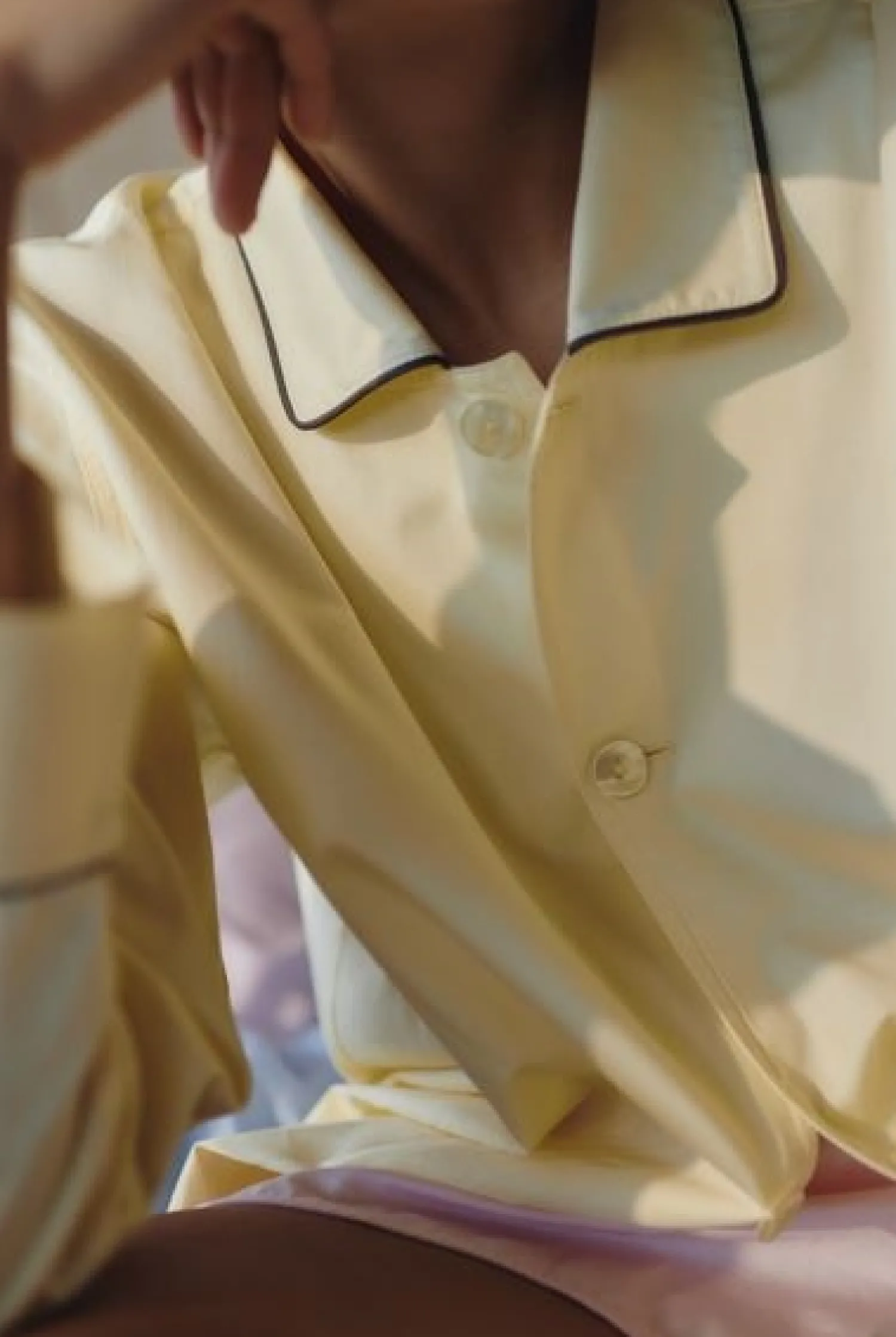Clearance Hay - Outline Pyjama - Langærmet Shirt - S/M - Soft Yellow