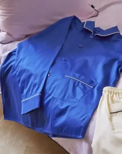 New Hay - Outline Pyjama - Langærmet Shirt - M/L - Vivid Blue