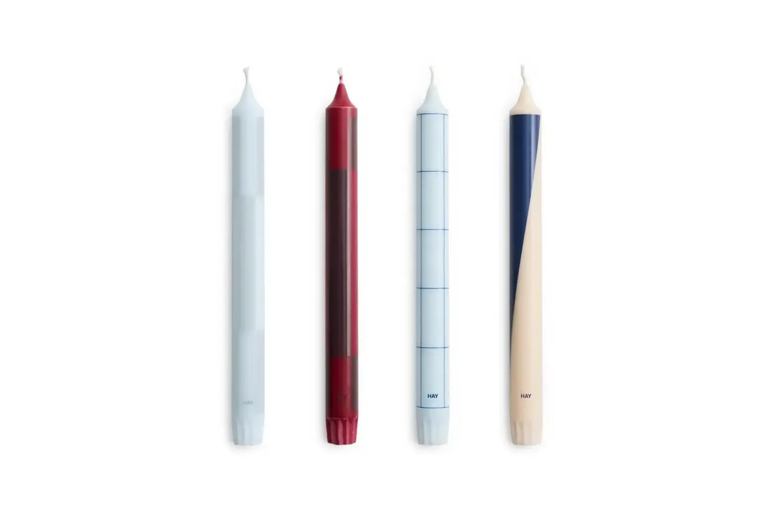 Hay - Pattern Candle - Blues and bordeaux, Set of 4
