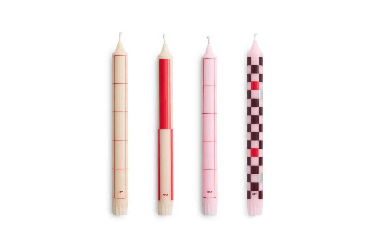 Online Hay - Pattern Candle - Reds and bordeaux, Set of 4