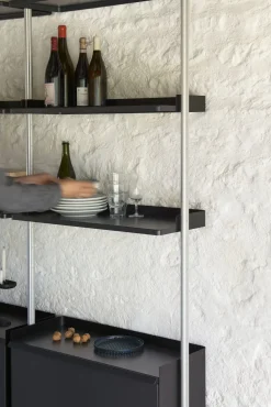Sale Hay - Reol - Pier System 11 - 1 kolonne - Sort/Stål - 82 X 46,5 X 209 cm