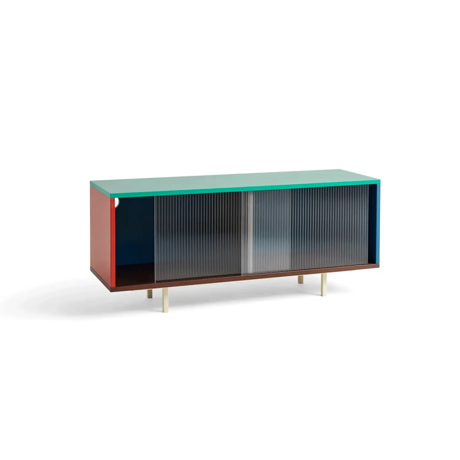 Hay - Reol til Gulv med Glaslåger - Colour Cabinet - Multi farve - Medium, B120 X D39 X H51 cm