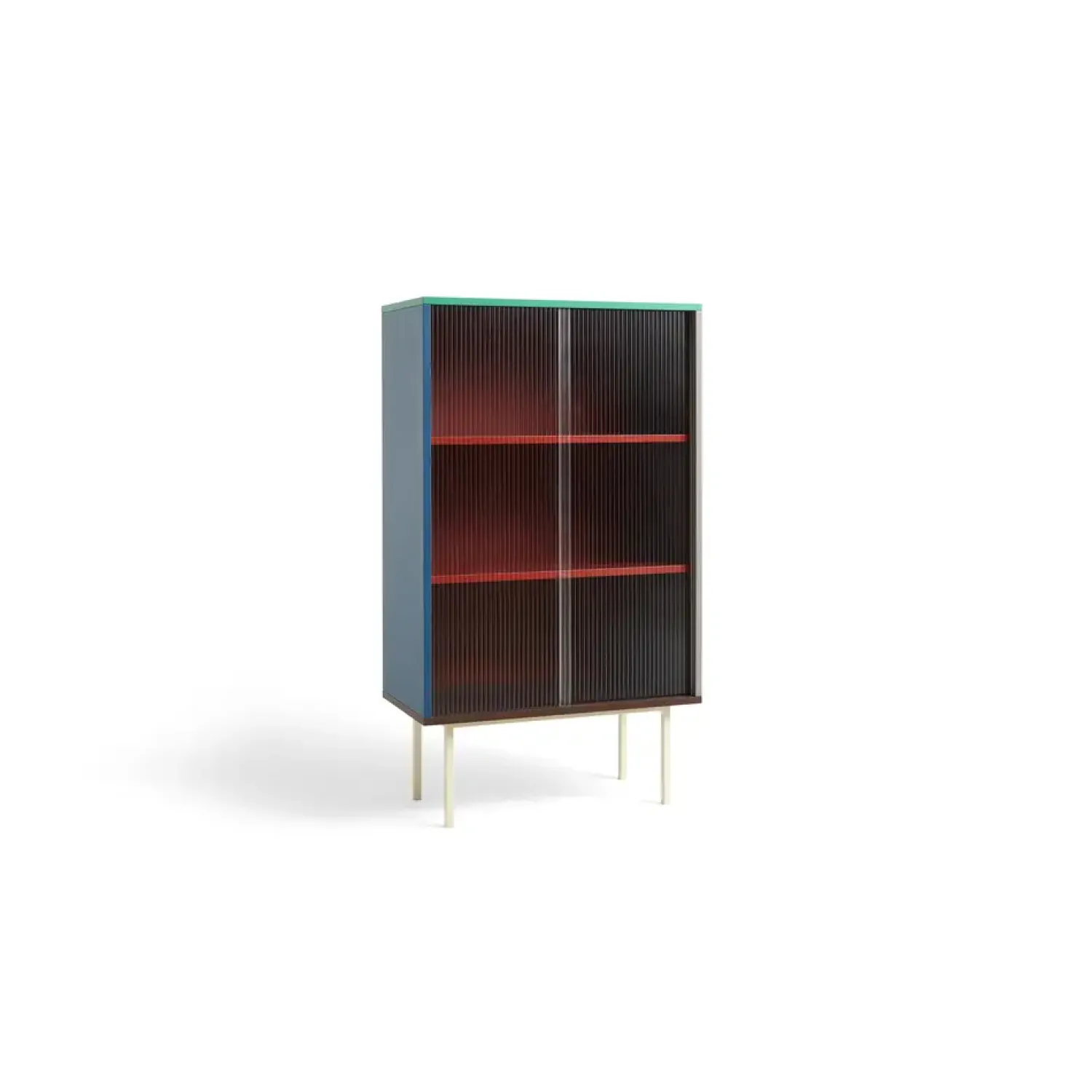 Sale Hay - Reol til Gulv m. Glaslåger - Colour Cabinet - Multi farvet - Høj model, B75 X D39 X H130