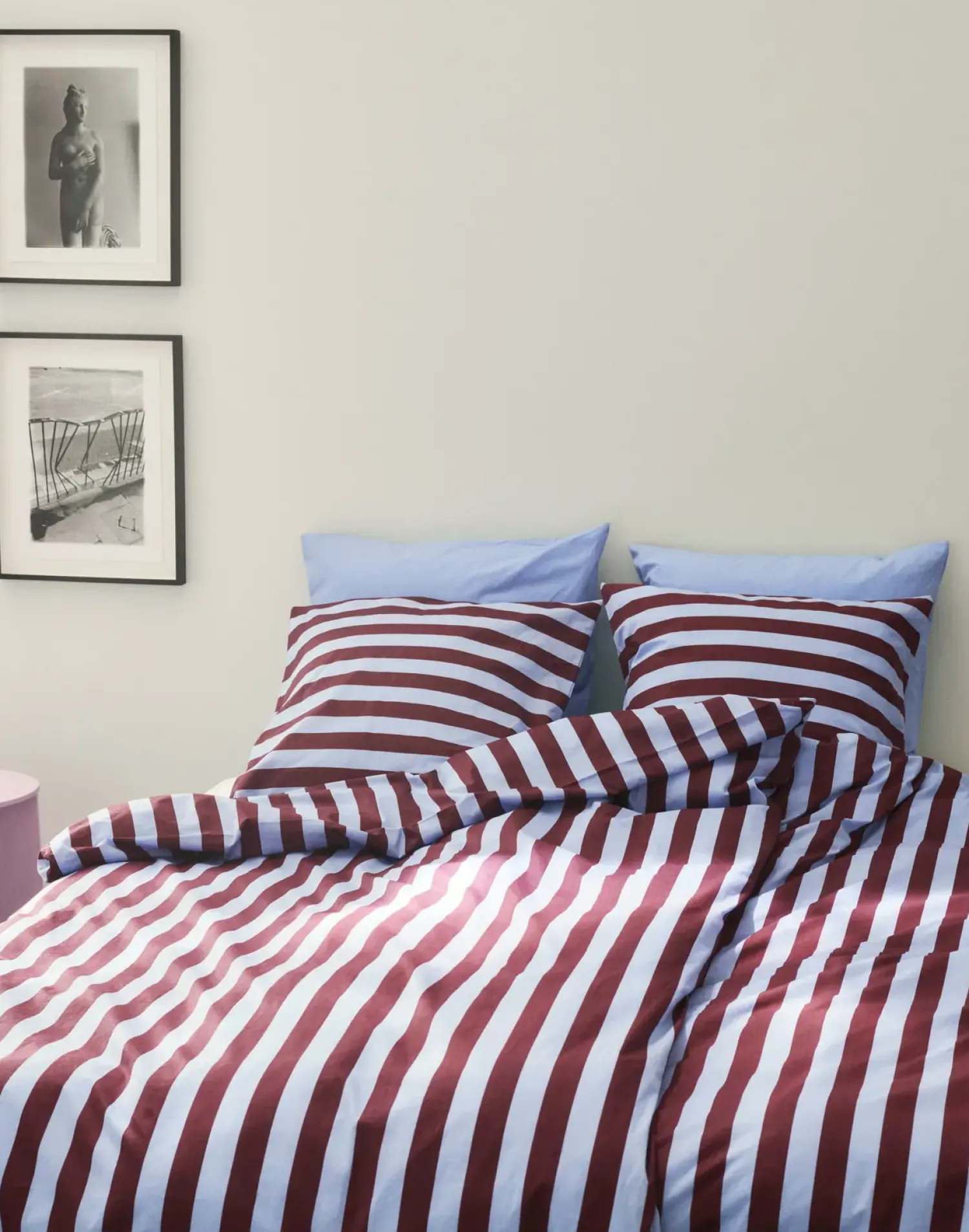 Best Hay - Été Bed Linen - Dynebetræk - bordeaux og sky blue (140 x 200 cm)