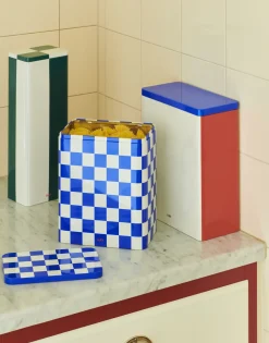 Online Hay - Tin Container - Large - Blue/Off-White