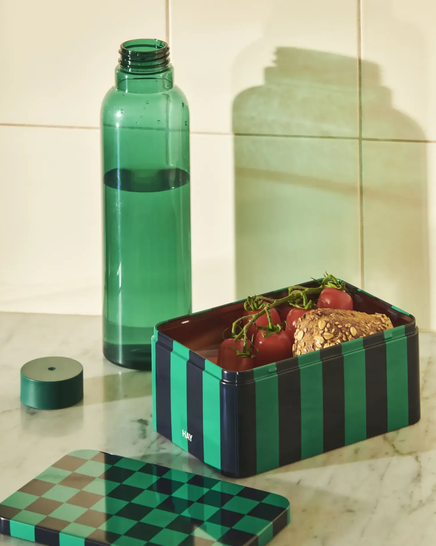 New Hay - Tin Container - Small - Green/Dark Blue