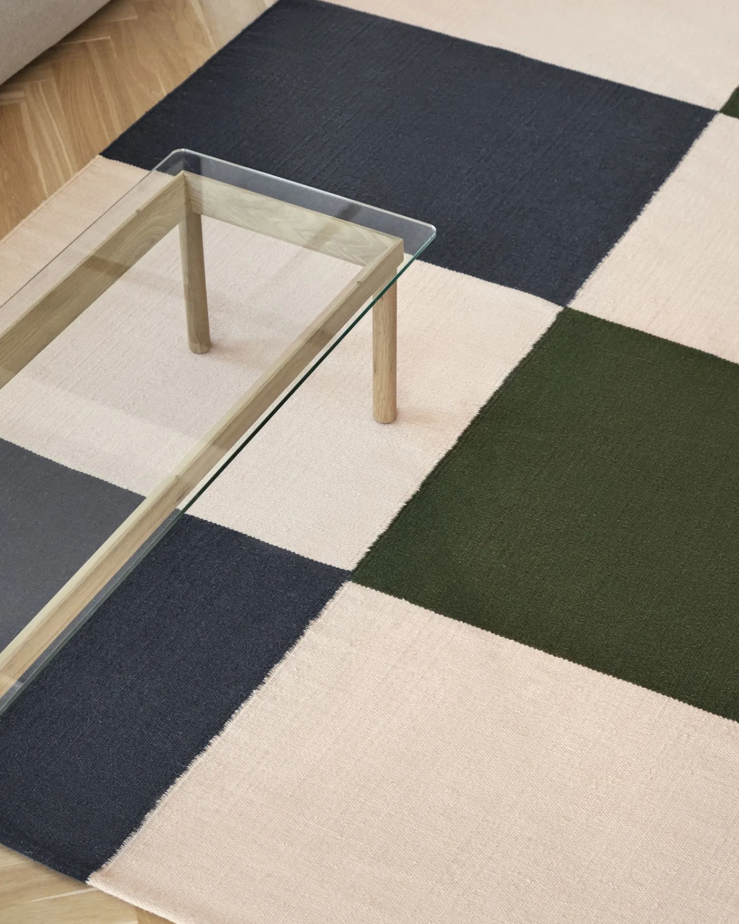 Sale Hay - Tæppe - Ethan cook flat works - peach green check - str. 170 x 240 cm