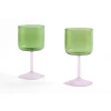Outlet Hay - Vinglas - Tint Wine Glass - Set of 2 / Green and Pink