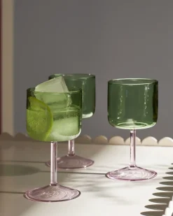 Outlet Hay - Vinglas - Tint Wine Glass - Set of 2 / Green and Pink