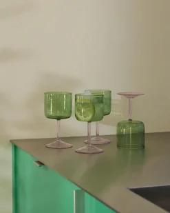 Outlet Hay - Vinglas - Tint Wine Glass - Set of 2 / Green and Pink