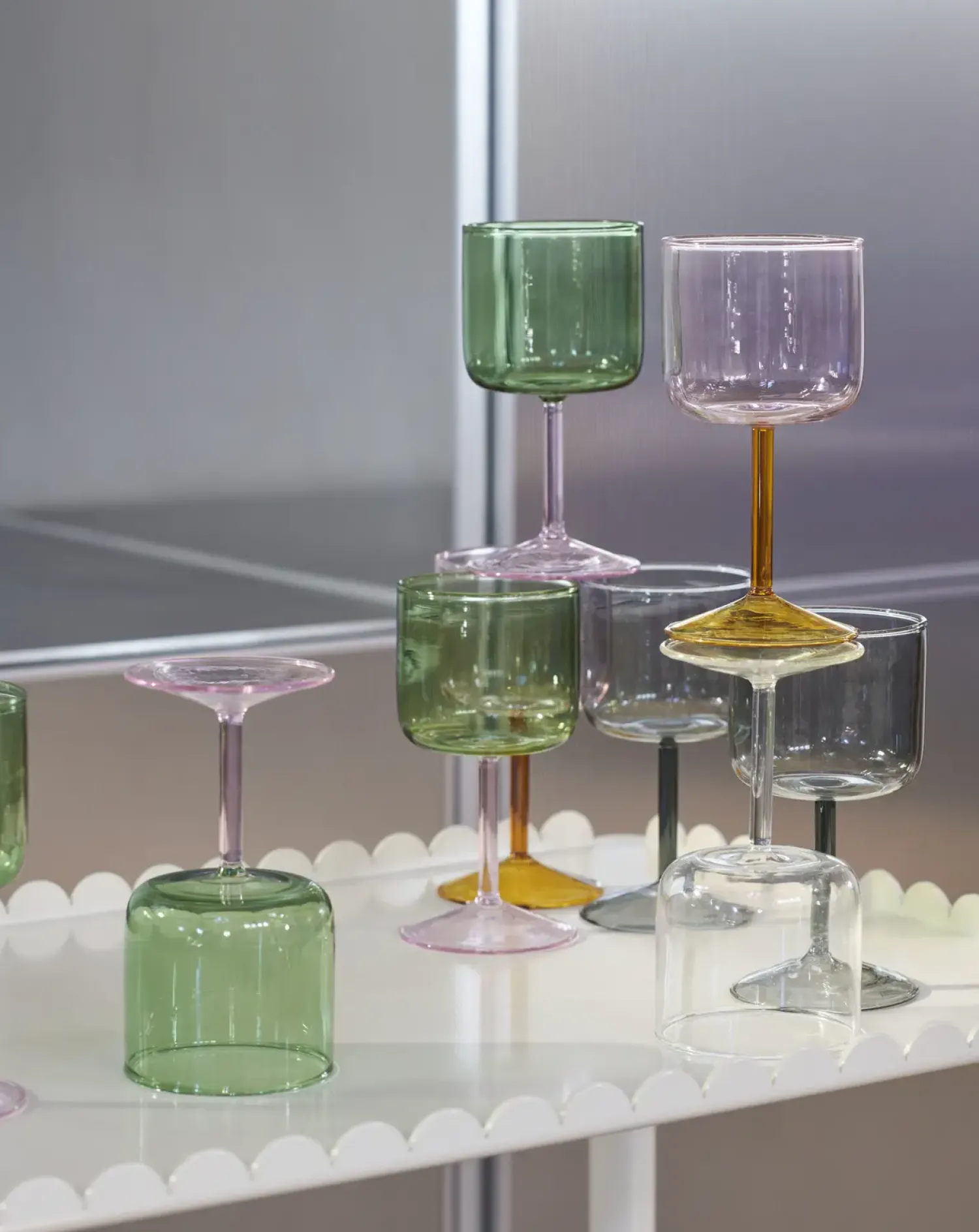 Outlet Hay - Vinglas - Tint Wine Glass - Set of 2 / Green and Pink