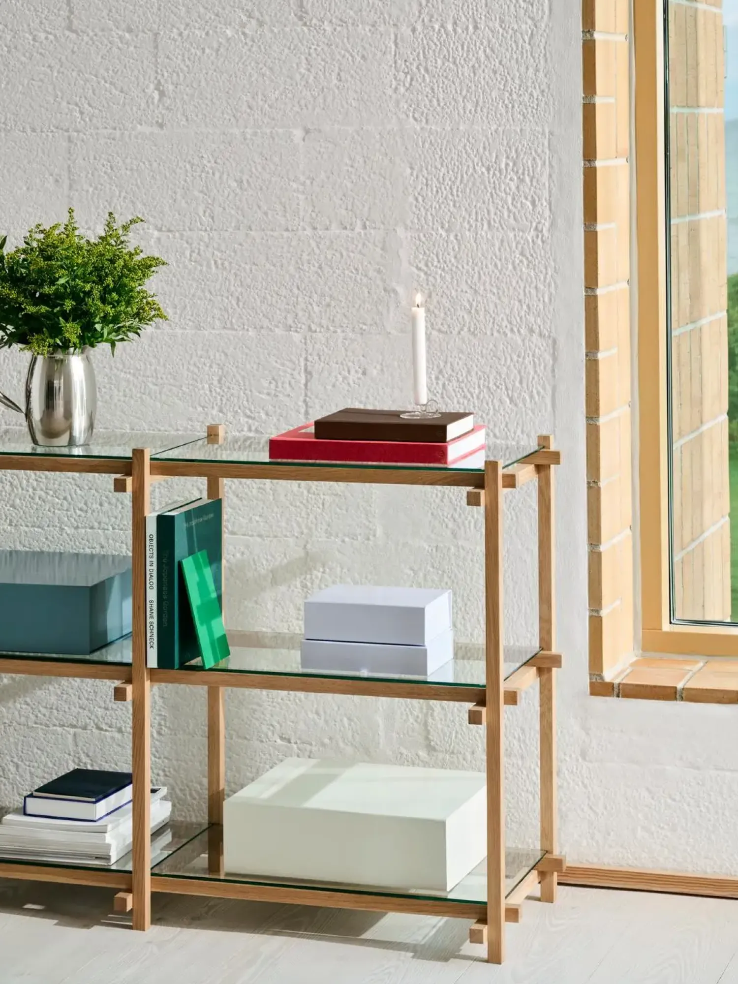 Discount Hay - Woody Shelving 2.0 Column Low - Eg/glas - 3 glashylder