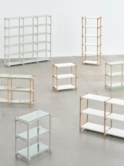 Best Hay - Woody Shelving 2.0 Column Low - Hvid/Eg - 3 hylder