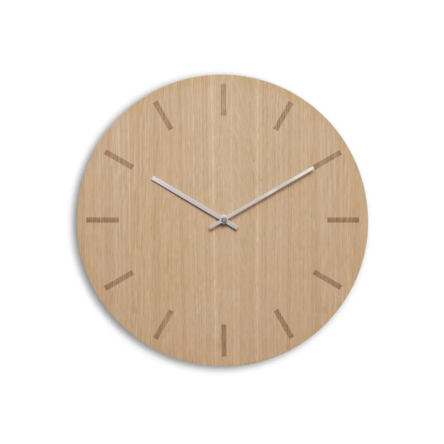 Clearance Hemverk - Vægur - Light Oak - Eg/Sølv - Ø28 cm